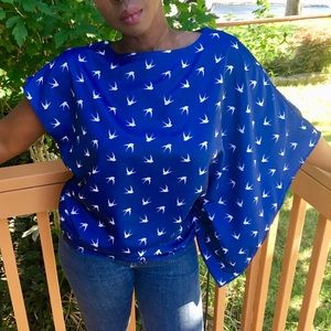 Bird Print Asymmetrical Top